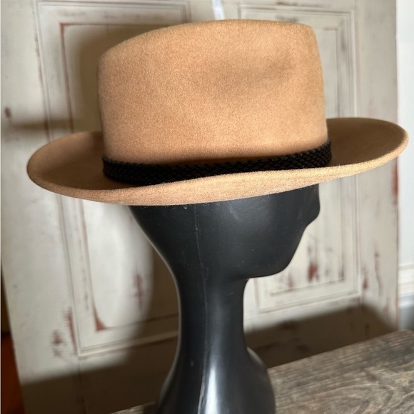 Vintage mens wool fedora hat Lite Felt Medium tan beige - Picture 2 of 5